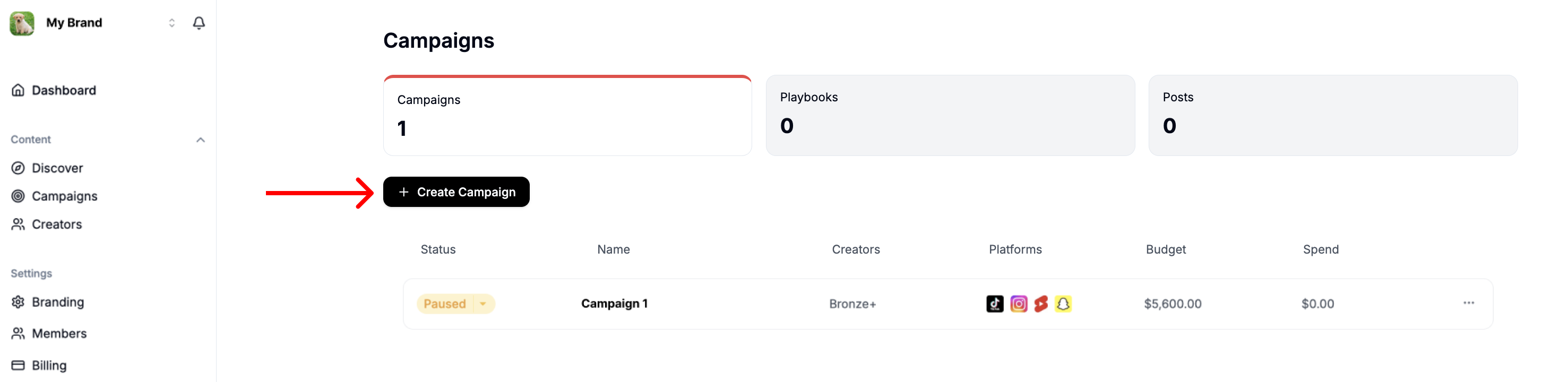 The Create Campaign button