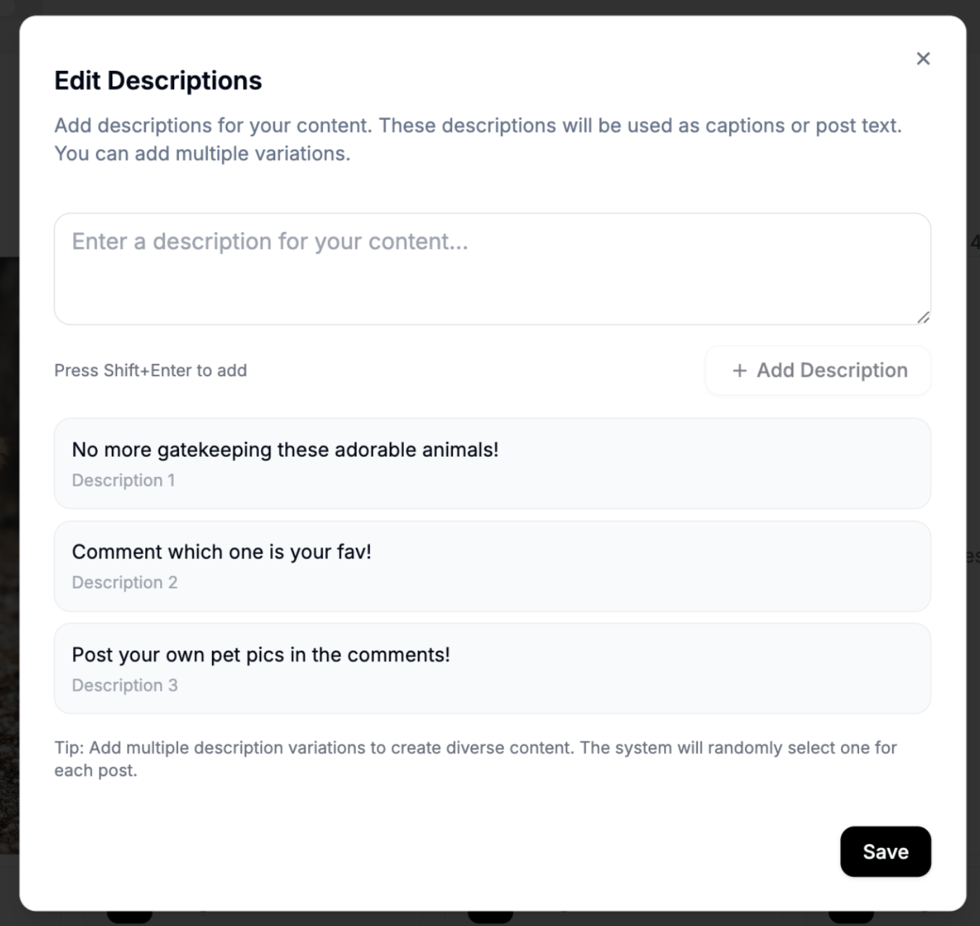 Editing post descriptions