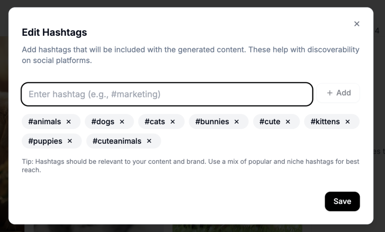 Editing the playbook hashtags