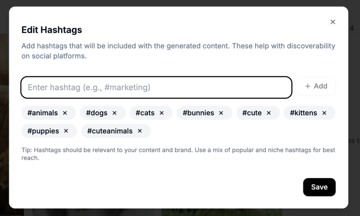 Editing the playbook hashtags