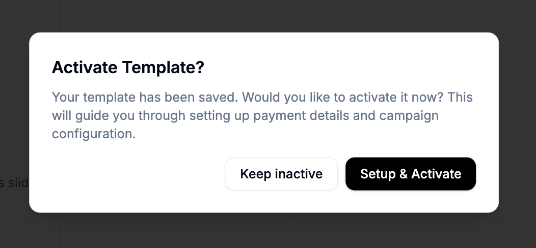 The Setup and Activate prompt
