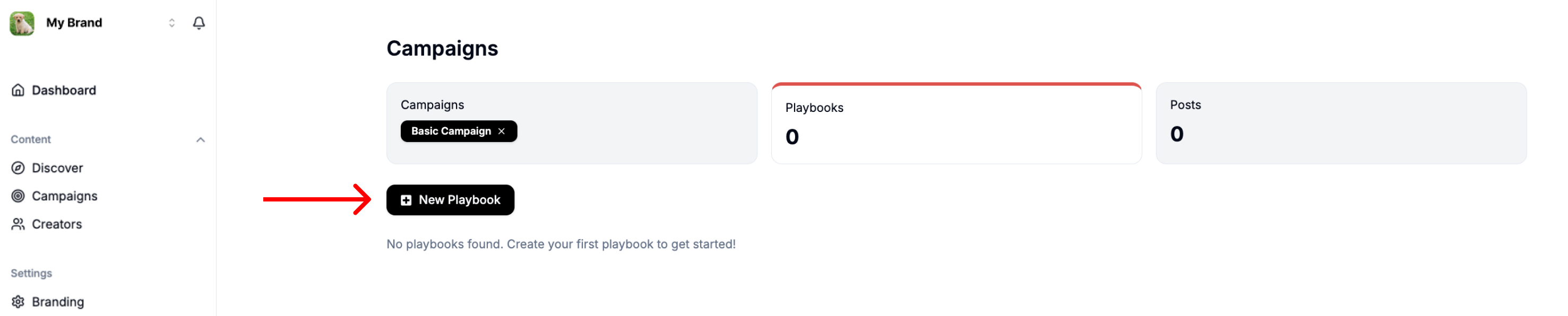 The New Playbook button inside a campaign