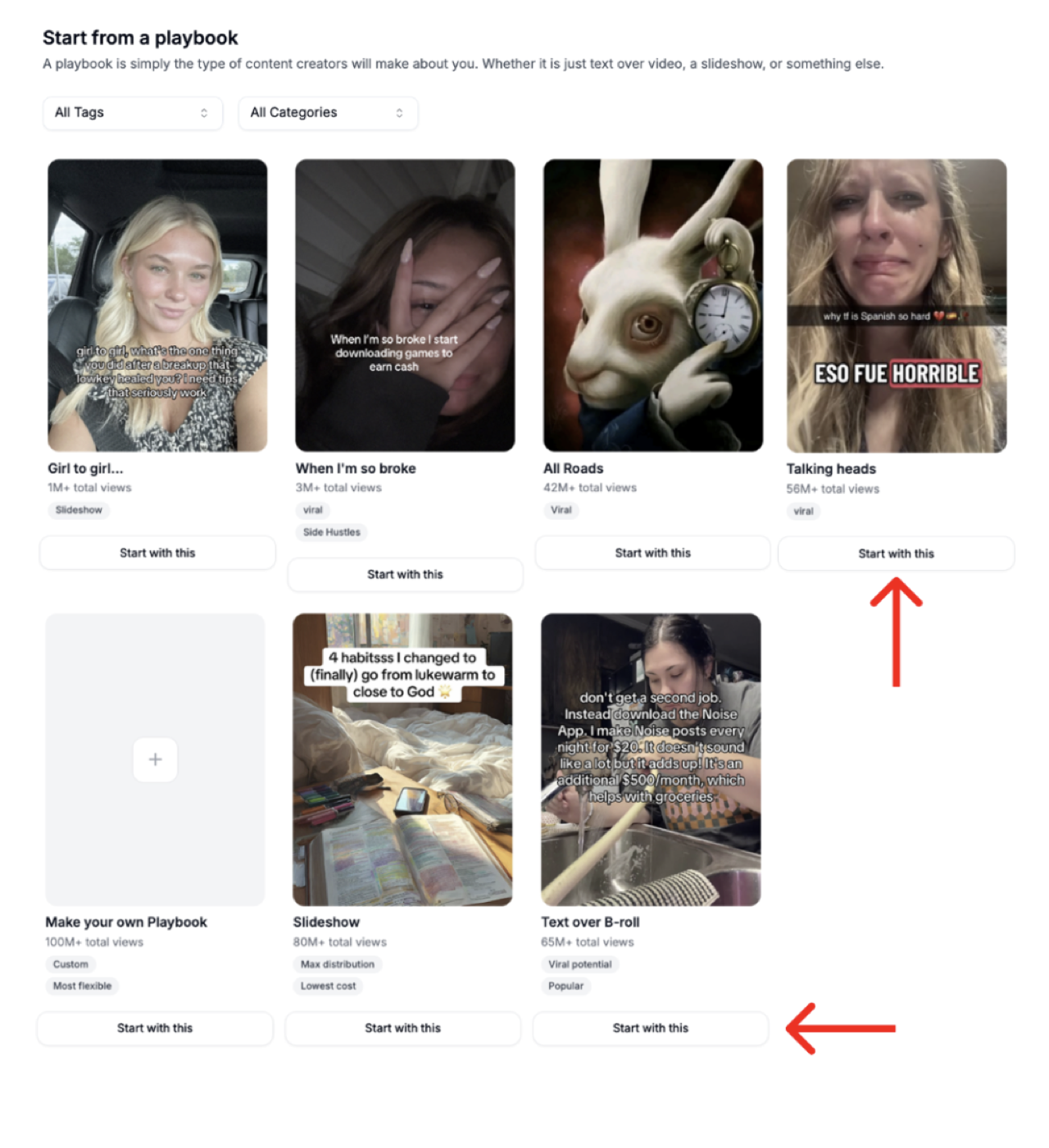 Choosing a UGC starting template