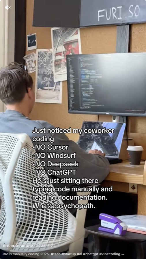 Text over B-roll: AI product